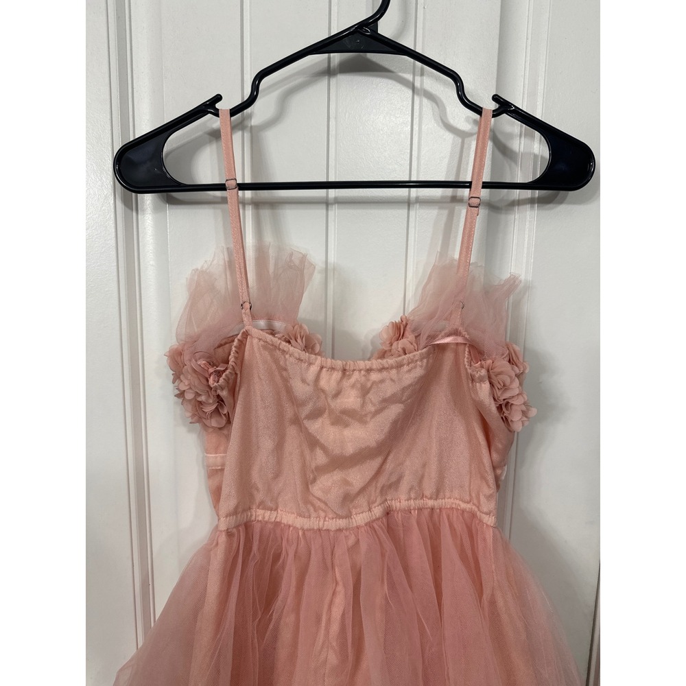 Mable PS I Love You Tulle Dress Blush Pink 3D Floral Tiered Mini Dress Womens M - Picture 6 of 7